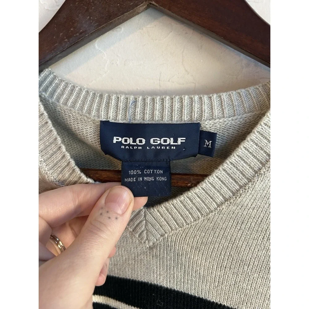 Polo Golf Ralph Lauren Sweater Vest M Striped 90s Y2K Retro Preppy Minimalist